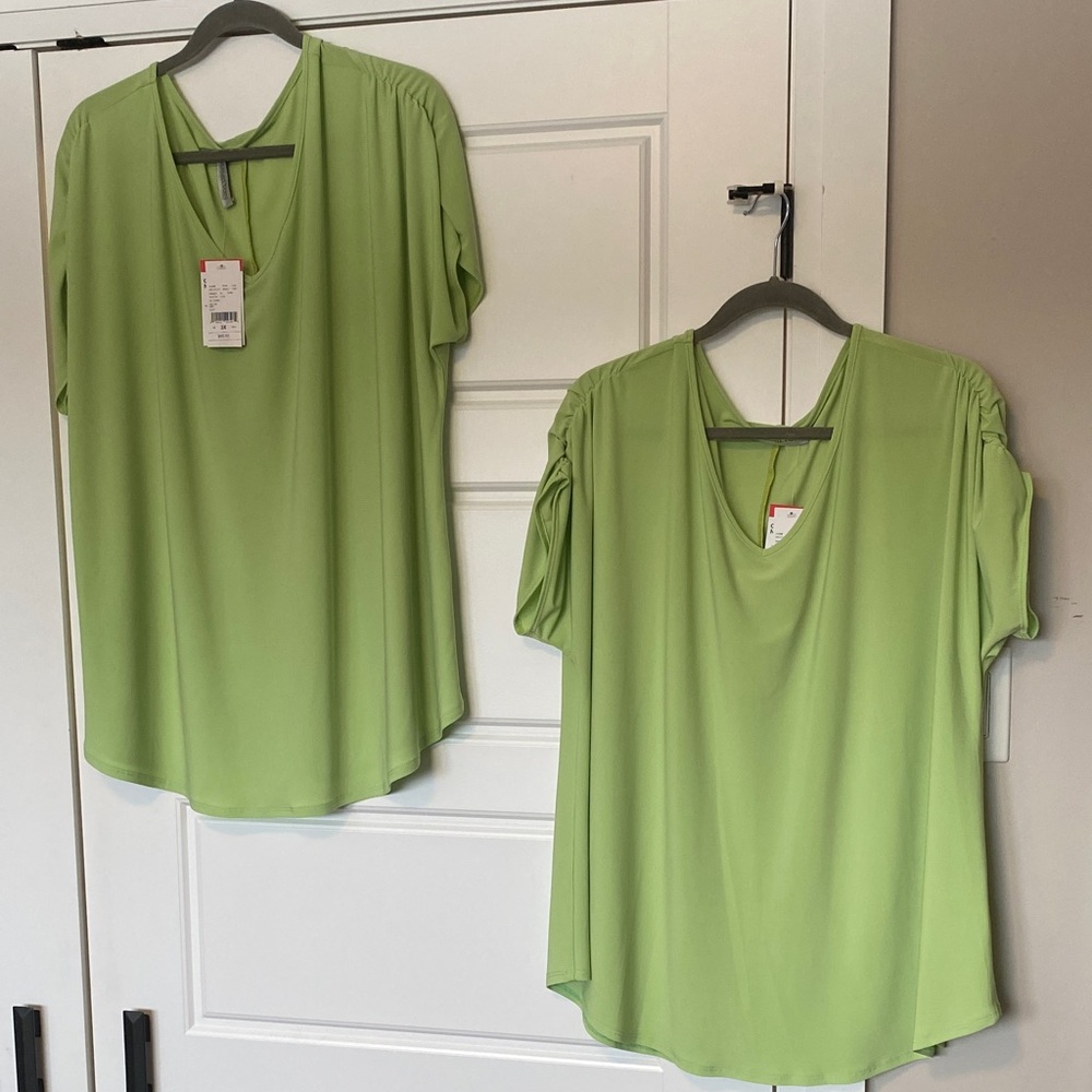 Soft stretchy beautiful green top made in Canada by Hamilton NWT plus sizes